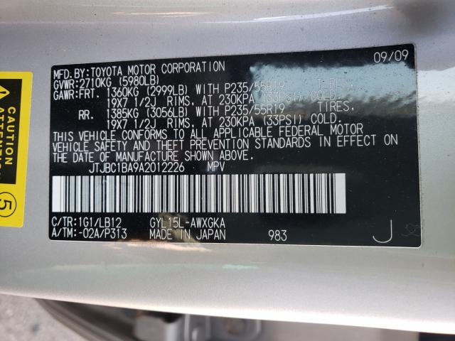 2010 LEXUS RX 450 JTJBC1BA9A2012226