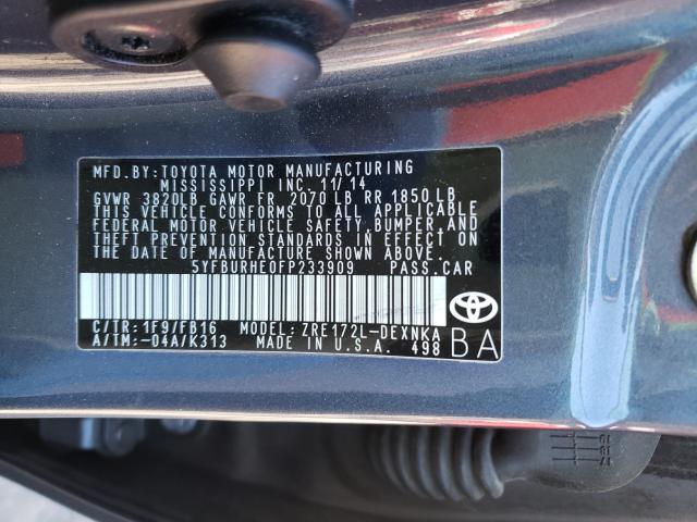 2015 TOYOTA COROLLA L - 5YFBURHE0FP233909