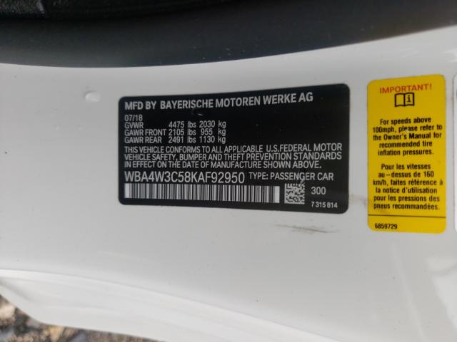 2019 BMW 430I WBA4W3C58KAF92950