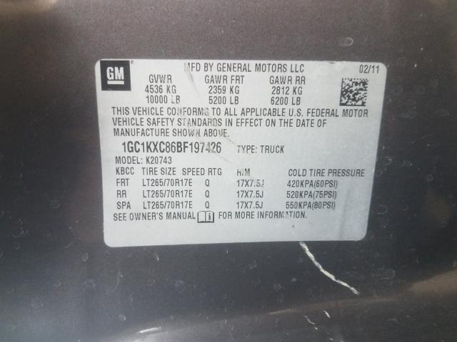 2011 CHEVROLET SILVERADO 1GC1KXC86BF197426