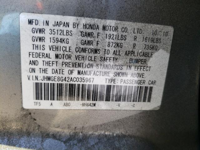 2010 HONDA FIT SPORT - JHMGE8G42AC035967