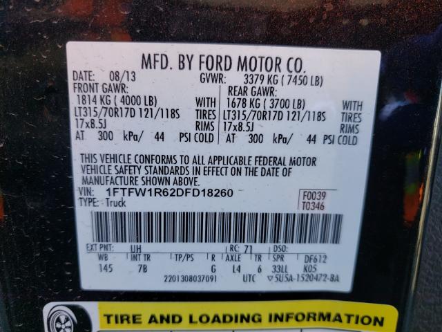 2013 FORD F150 SVT R 1FTFW1R62DFD18260