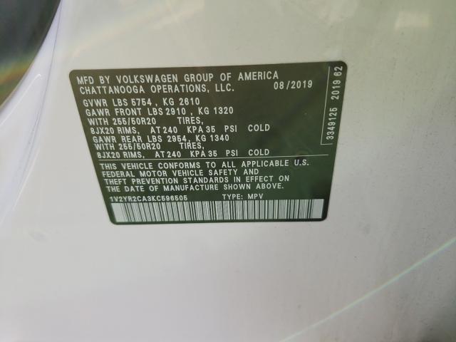 2019 VOLKSWAGEN ATLAS SE 1V2YR2CA3KC596505