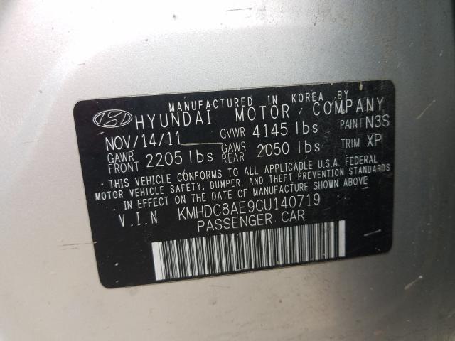 2012 HYUNDAI ELANTRA TO KMHDC8AE9CU140719