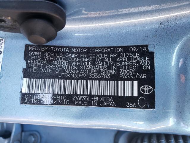 2015 TOYOTA PRIUS PLUG JTDKN3DP9F3066783