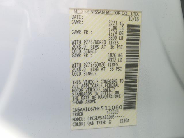 2017 NISSAN TITAN SV 1N6AA1E67HN511060