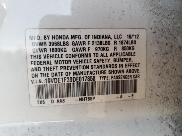 2013 ACURA ILX 20 19VDE1F39DE017850