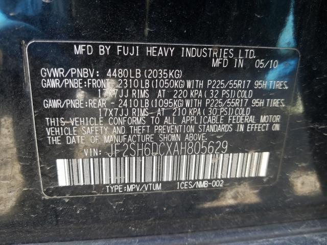 2010 SUBARU FORESTER 2 - JF2SH6DCXAH805629