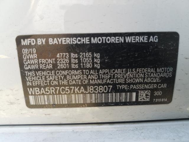 2019 BMW 330XI WBA5R7C57KAJ83807