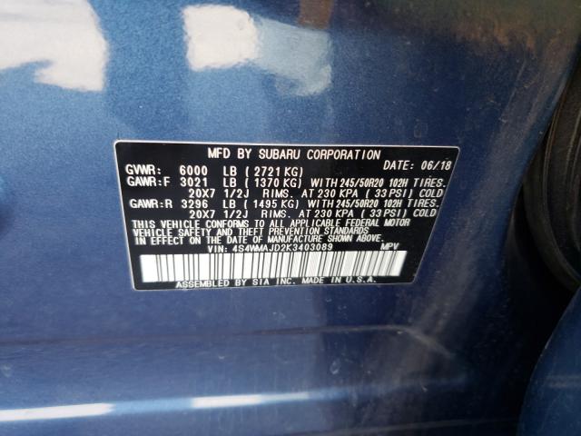 2019 SUBARU ASCENT LIM - 4S4WMAJD2K3403089