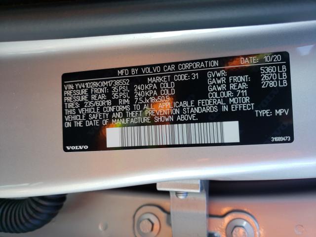2021 VOLVO XC60 T5 MO YV4102RKXM1738552