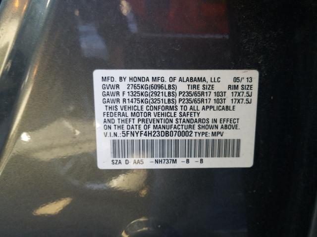 2013 HONDA PILOT LX 5FNYF4H23DB070002