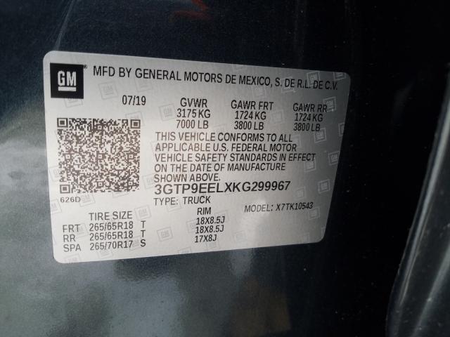 2019 GMC SIERRA K15 3GTP9EELXKG299967
