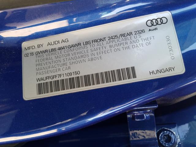 2015 AUDI S3 PRESTIG WAUFFGFF7F1109150