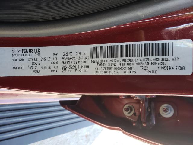 2019 RAM 1500 LIMIT 1C6SRFHT1KN793872