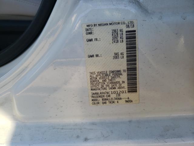 2019 NISSAN ALTIMA PLA 1N4BL4FV7KC101201