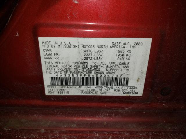 2010 MITSUBISHI GALANT ES 4A32B3FF9AE004792