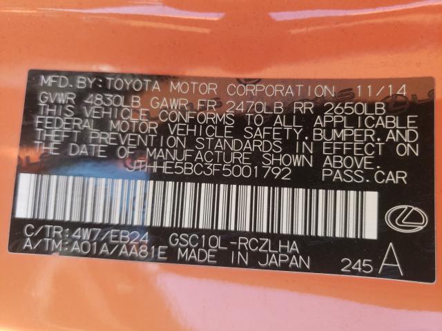2015 LEXUS RC 350 JTHHE5BC3F5001792