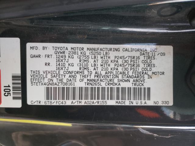 2010 TOYOTA TACOMA PRE 5TETX4GN8AZ708161