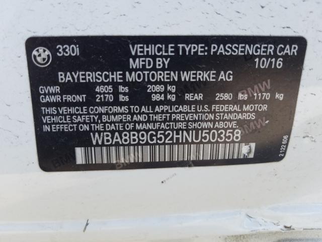 2017 BMW 330 I WBA8B9G52HNU50358