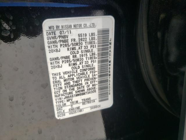 2011 INFINITI FX35 JN8AS1MW6BM734306
