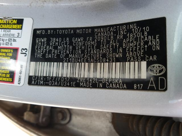 2010 TOYOTA COROLLA S 2T1BU4EE1AC508431