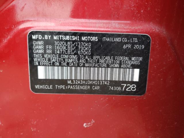 2019 MITSUBISHI MIRAGE ES ML32A3HJ3KH013742