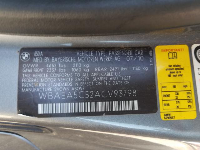 2010 BMW 650 I WBAEA5C52ACV93798