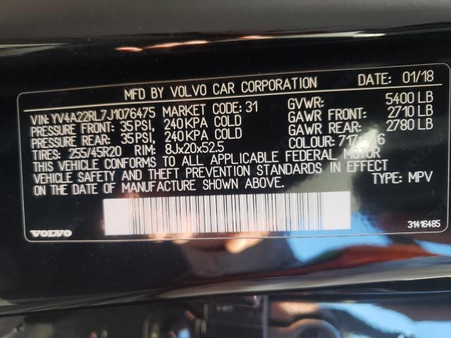2018 VOLVO XC60 T6 IN YV4A22RL7J1076475