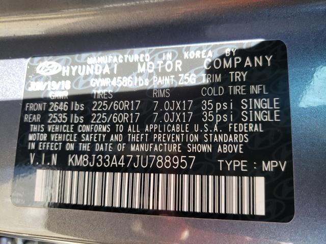 2018 HYUNDAI TUCSON SEL KM8J33A47JU788957