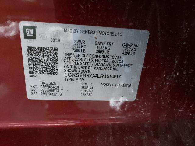 2020 GMC YUKON SLT 1GKS2BKC4LR155497