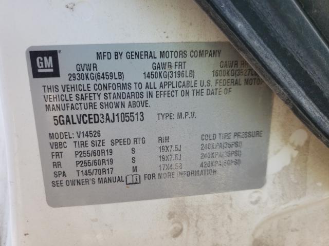 2010 BUICK ENCLAVE CX 5GALVCED3AJ105513