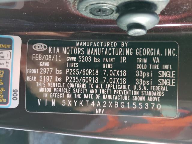 2011 KIA SORENTO 5XYKT4A2XBG155370