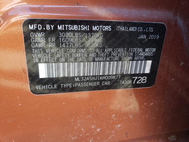 2019 MITSUBISHI MIRAGE LE ML32A5HJ1KH009877