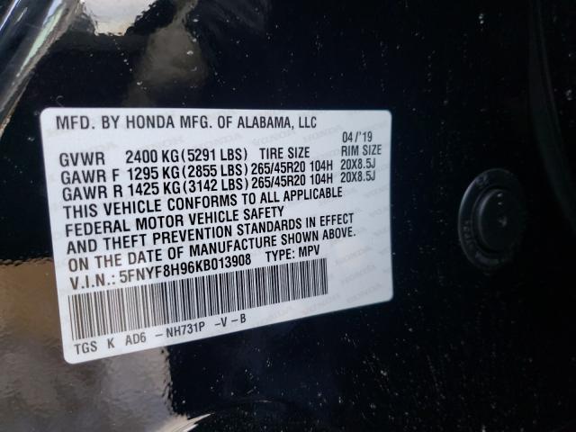 2019 HONDA PASSPORT T 5FNYF8H96KB013908