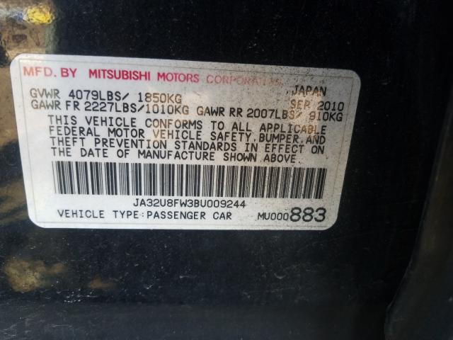 2011 MITSUBISHI LANCER GTS JA32U8FW3BU009244