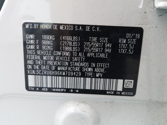 2019 HONDA HR-V TOURI 3CZRU6H96KM709429