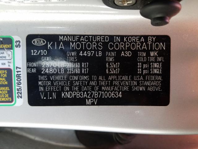 2011 KIA SPORTAGE L KNDPB3A27B7100634