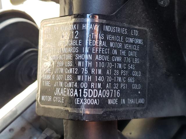 2013 KAWASAKI NINJA JKAEX8A15DDA09716