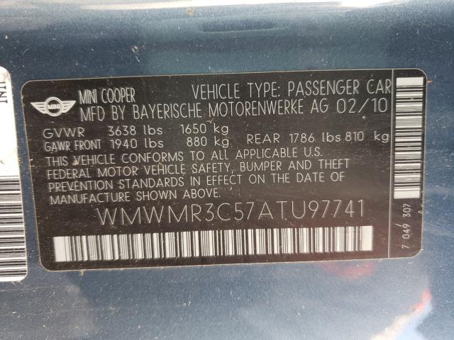 2010 MINI COOPER WMWMR3C57ATU97741