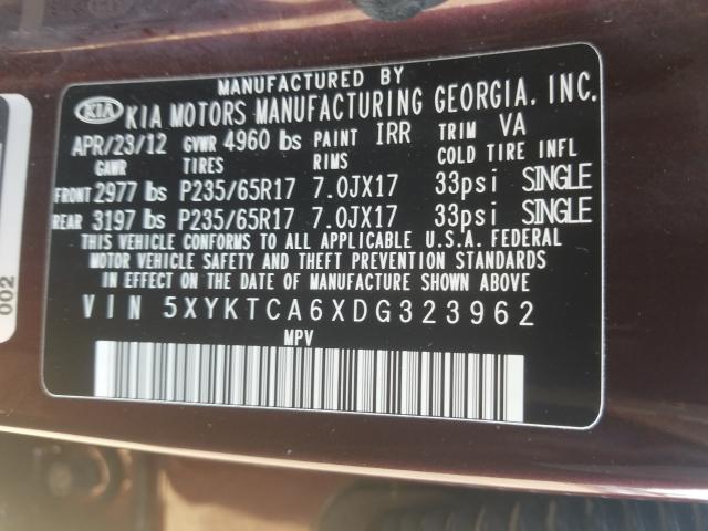 2013 KIA SORENTO LX 5XYKTCA6XDG323962
