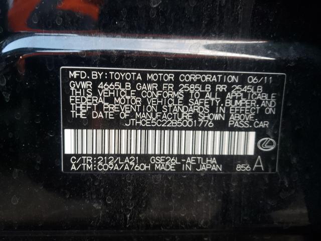 2011 LEXUS IS 350 JTHCE5C22B5001776