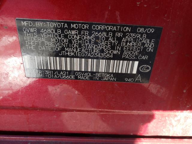 2010 LEXUS ES 350 JTHBK1EG7A2343584