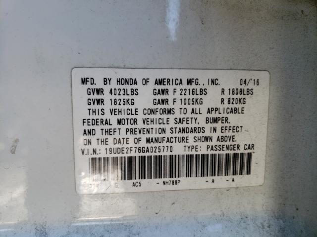 2016 ACURA ILX PREMIU 19UDE2F76GA025770