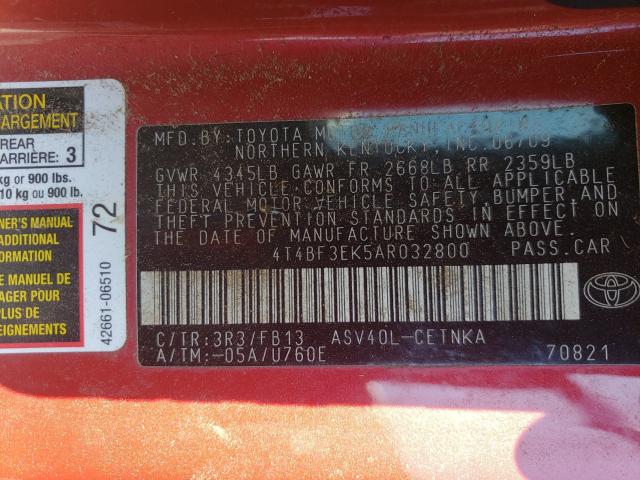 2010 TOYOTA CAMRY BASE - 4T4BF3EK5AR032800