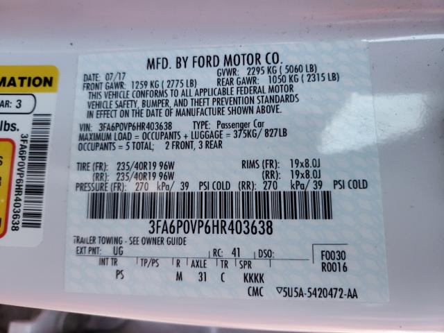 2017 FORD FUSION SPO 3FA6P0VP6HR403638