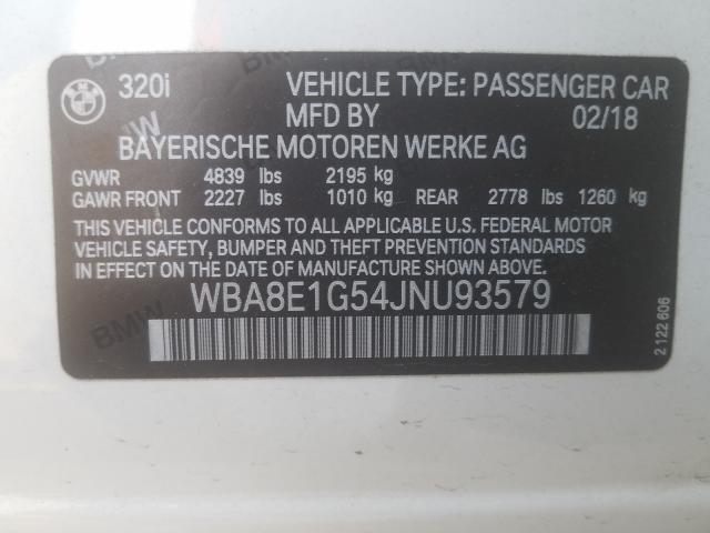 2018 BMW 320 I WBA8E1G54JNU93579
