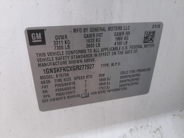 2016 CHEVROLET TAHOE SPEC 1GNSKFKCXGR277927
