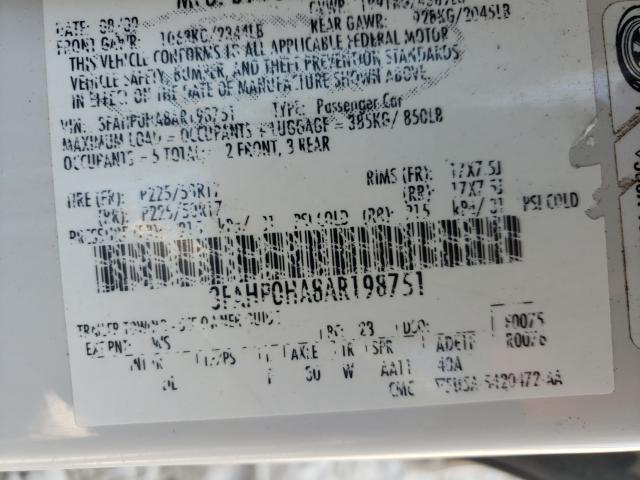 2010 FORD FUSION SE 3FAHP0HA8AR198751