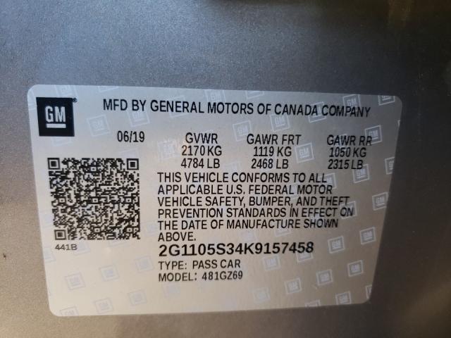 2019 CHEVROLET IMPALA PRE - 2G1105S34K9157458